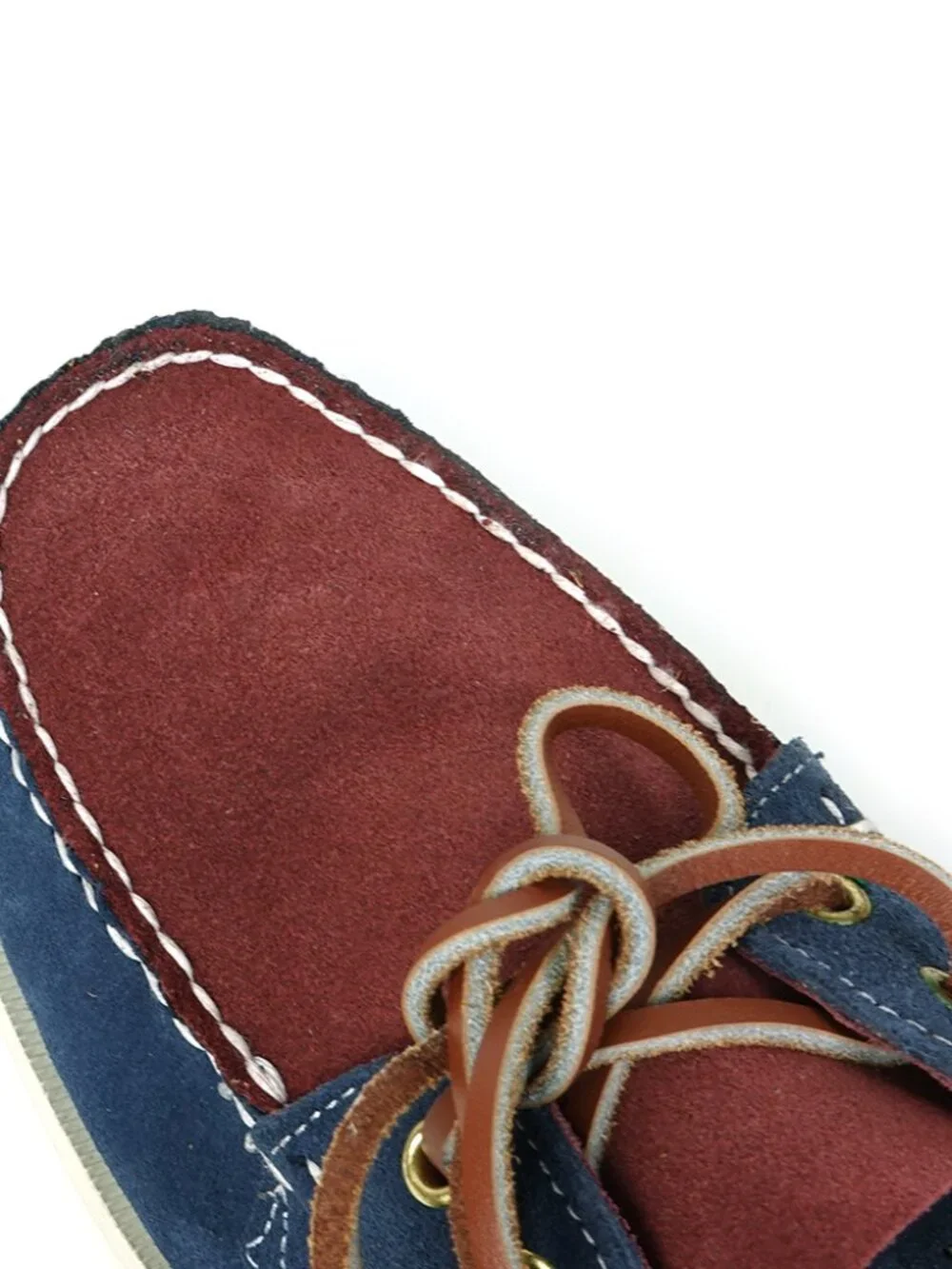FI-6512-S Navy Burgundy Genuine Suede Lace up Boat Shoes Fiesso by Aurelio Garci